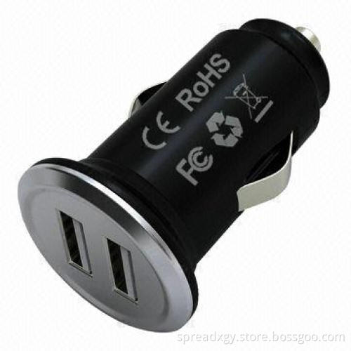 In-car Charger with Dual USB Ports, 5V DC/3.1A Output, Intelligent Chip